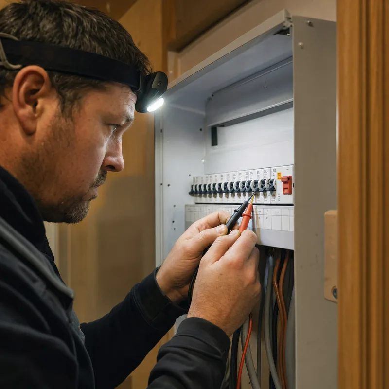 Electrician testing a consumer unit